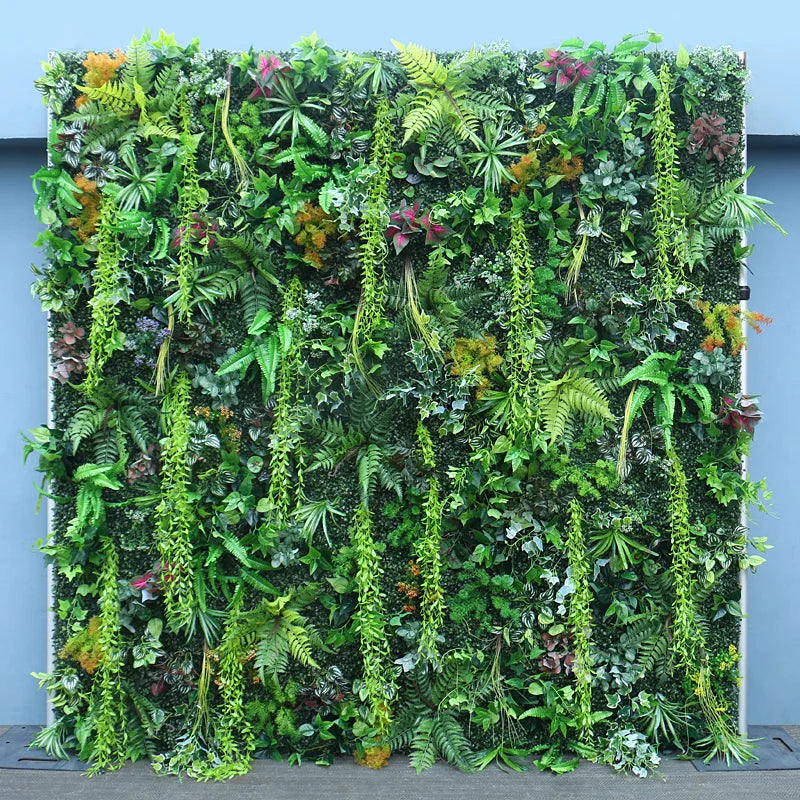 panneau végétal soie décoration extérieure mur fleuri diverses feuilles moderne clips métalliques