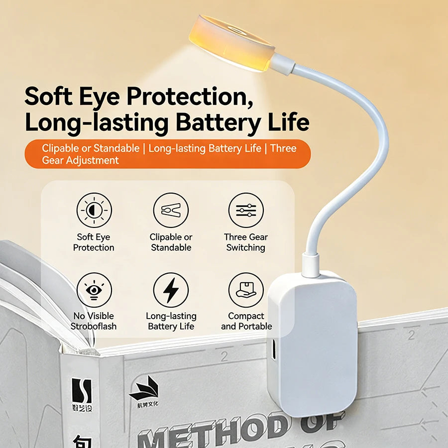 lampe lecture rechargeable led flexible clip portable blanc moderne douce intense variable chambre