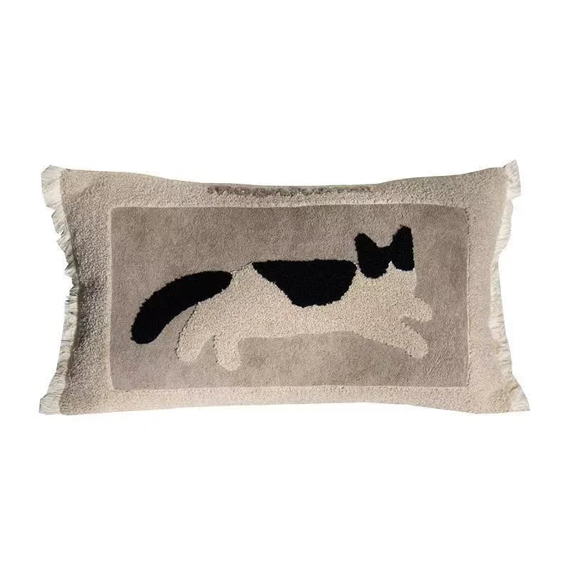 housse coussin brodée porc chien animaux motifs doux lit polyester coton respectueux environnement christmas