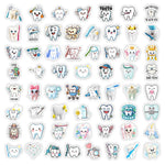 stickers adhésifs dentaires mignons vinyle waterproof dessin animé blanc bleu rose jaune vert gris