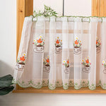 rideau floral transparent polyester motifs géométriques blanc orange vert rouge