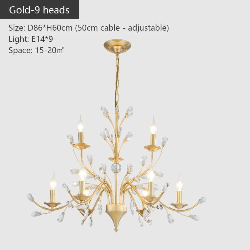 lustre led noir branches cristal contemporain élégant suspendu salon chambre