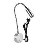 lampe chevet flexible moderne argentée noir interrupteur on off gooseneck brillant chambre minimaliste