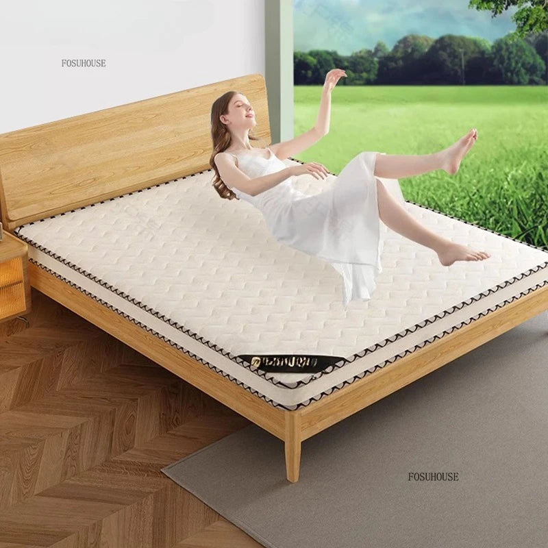 matelas cocotier naturel ferme chambre moderne blanc gris motif géométrique maison location confort