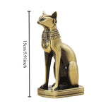 statue égyptienne chat bastet bronze doré hiéroglyphes collier décoration maison ancienne