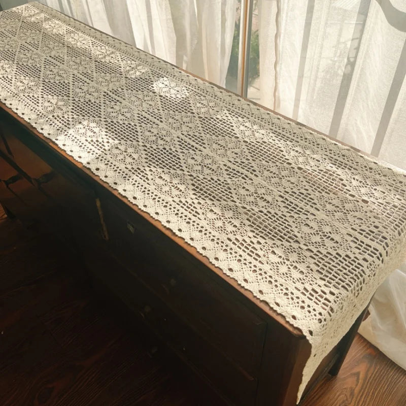 serviette table coton beige motifs géométriques traditionnelle réutilisable salon chambre festive