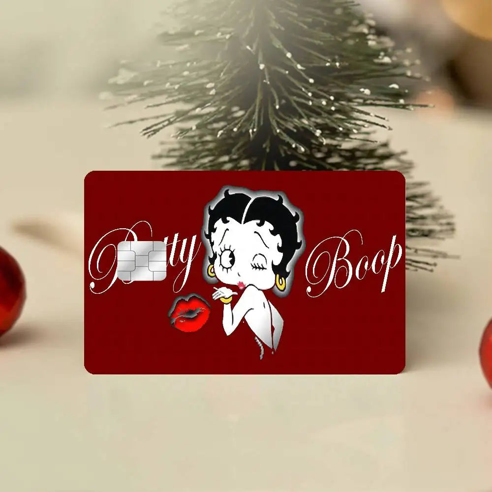 autocollants cartes bancaires waterproof dessin animé betty boop romantique rébellions pop art papier adhésif