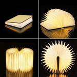 lampe led pliable forme livre bois naturel blanc moderne minimaliste clips magnétiques 5v usb