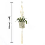 support plante suspendue macramé boho panier blanc noeuds réguliers artisanal pot fleuri