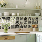 autocollants carreaux floraux bleu jaune modernes cuisine salle bain stickers muraux adhésifs haute qualité