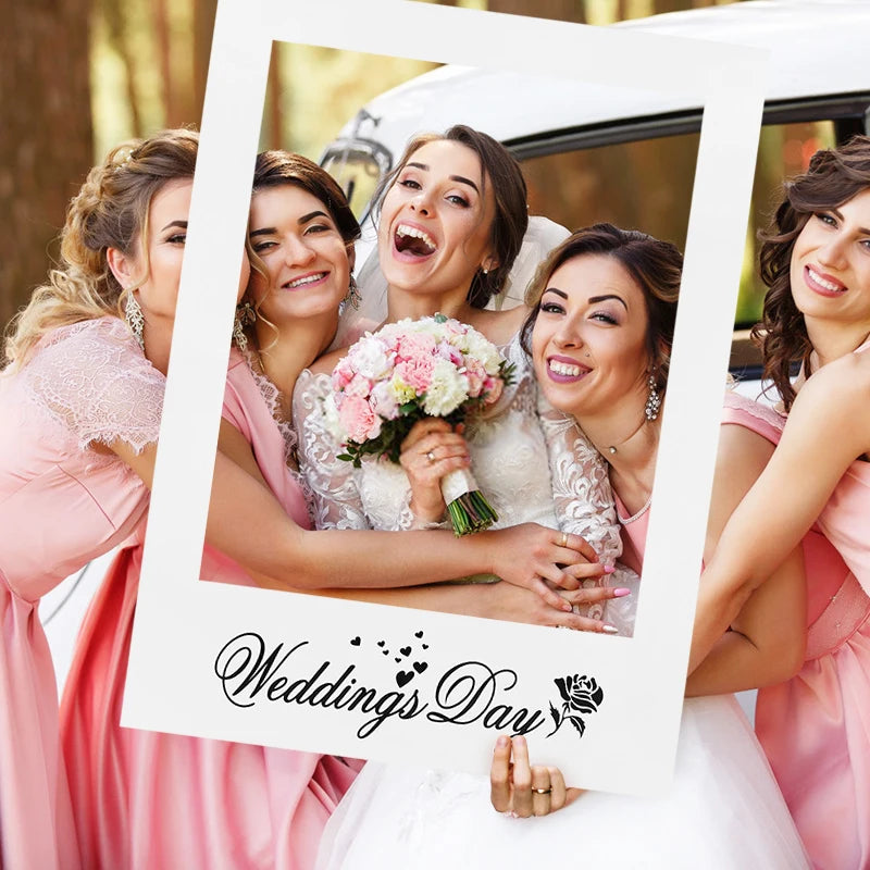 cadre photo blanc imprimé weddings day coeurs rose moderne photo jour mariage