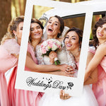 cadre photo blanc imprimé weddings day coeurs rose moderne photo jour mariage