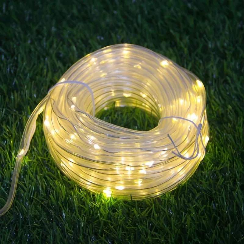 guirlande lumineuse solaire blanc chaud multicolore moderne clips piquets extérieur nuit decoration festive jardin