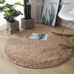 tapis rond doux blanc vert marron gris moderne chambre peluche polyester