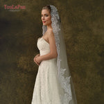 voile mariée blanc dentelle bordure unique classique femme mariage élégant monocouche dài luxueux fixe