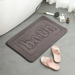 tapis bain moderne gris noir beige bleu marine lettre bath relief polyester antidérapant absorbant