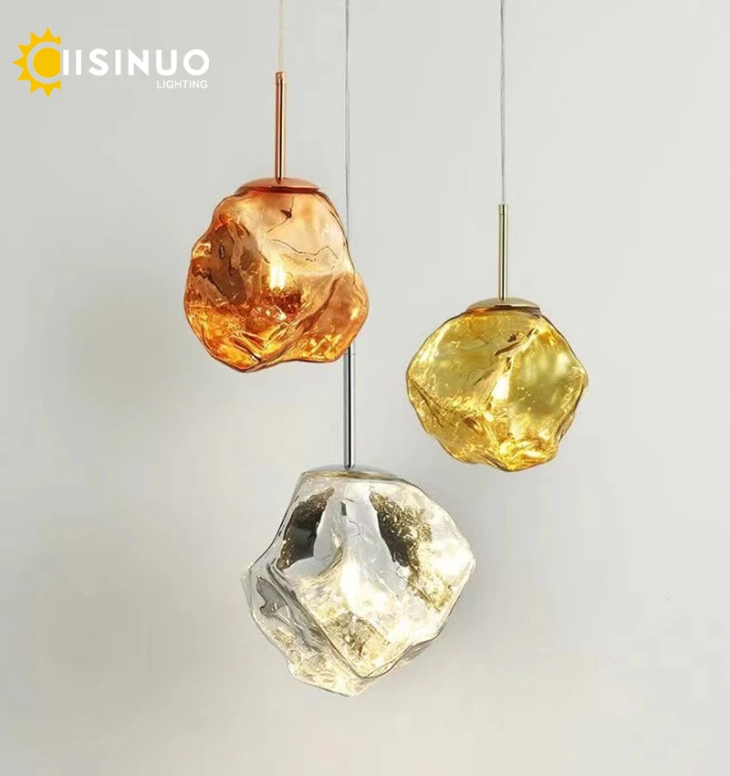 Suspension lumineuse moderne or argent texture granulée câble ajustable chambre salon