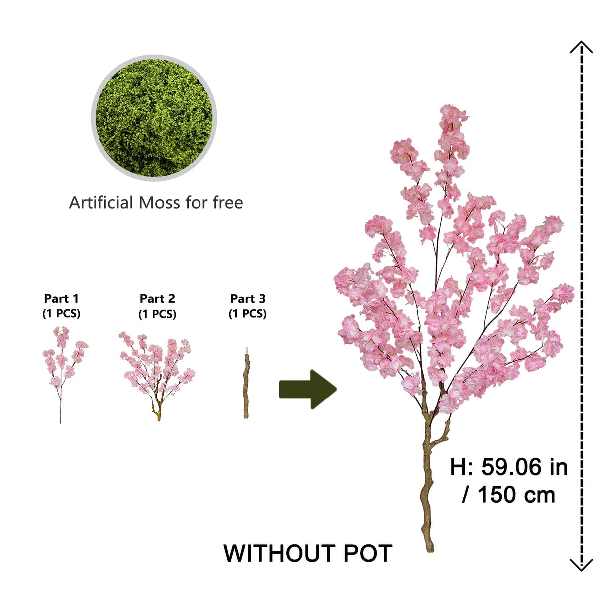 arbre artificiel fleurs cerisier rose clair moderne décoration intérieure mariage salon