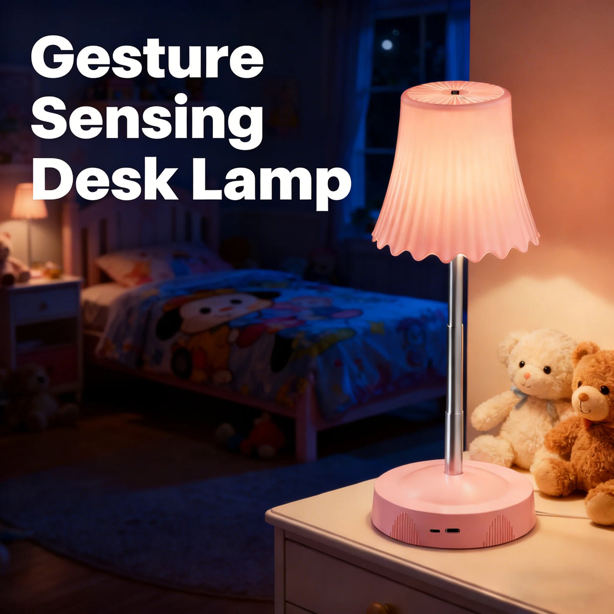 lampe chevet rechargeable led rgb plissée moderne abat jour opaque rose blanche verte