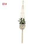 suspension murale macramé boho plante corde coton annneau métallique blanc artisanalintérieur jardin