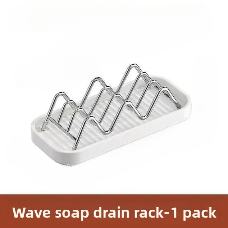porte savon blanc moderne plat lisse egouttoir rangement eponge cuisine durable nettoyable organiser