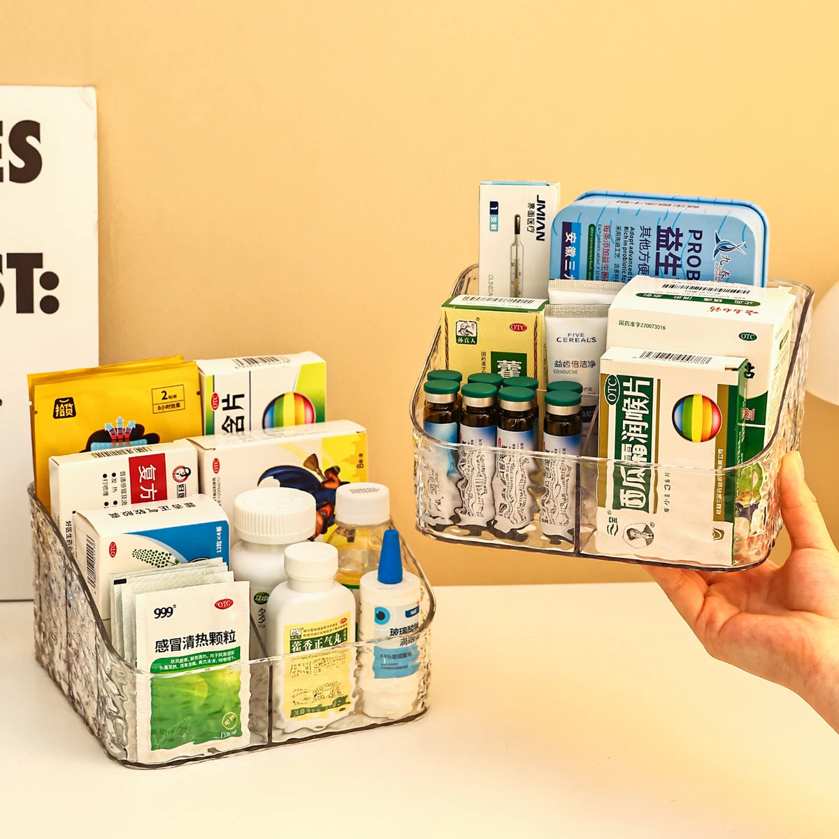 boîtes rangement médicaments transparentes imprimées cosmétiques réutilisables divers couleurs pratiques