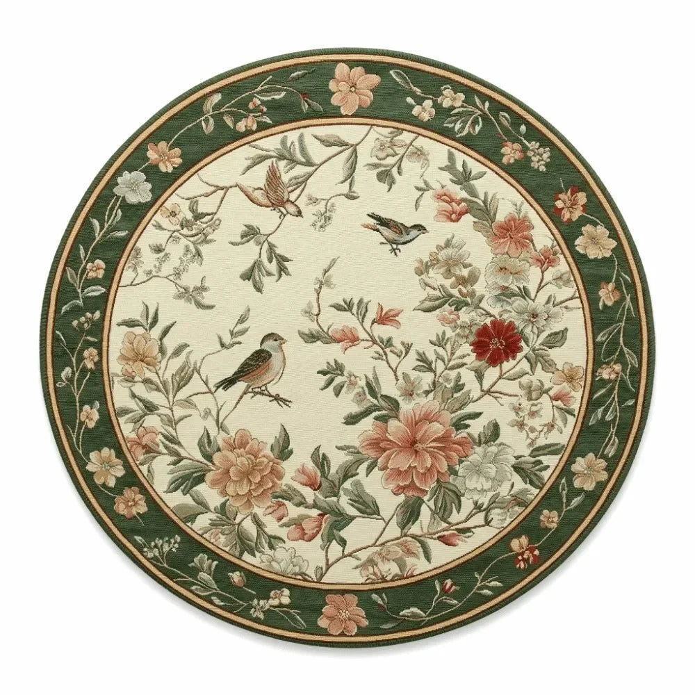 placemat classique floral oiseaux vert beige rose blanc 35cm 35cm