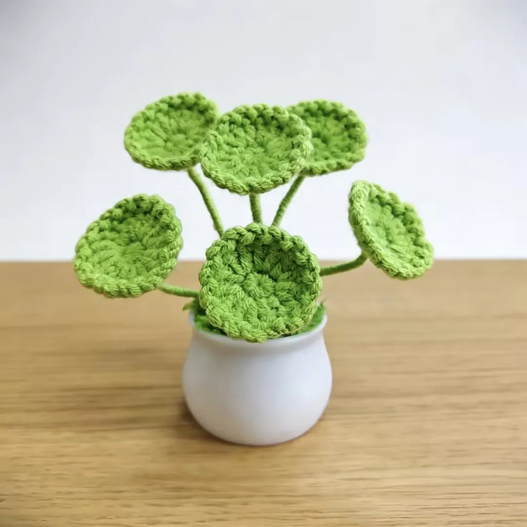 plante artificielle tricotée vert clair decoration maison anniversaire mariageintérieur creative artisanale