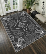 tapis salon moderne motif ethnique violet rouge beige doré décoratif maison chambre grand