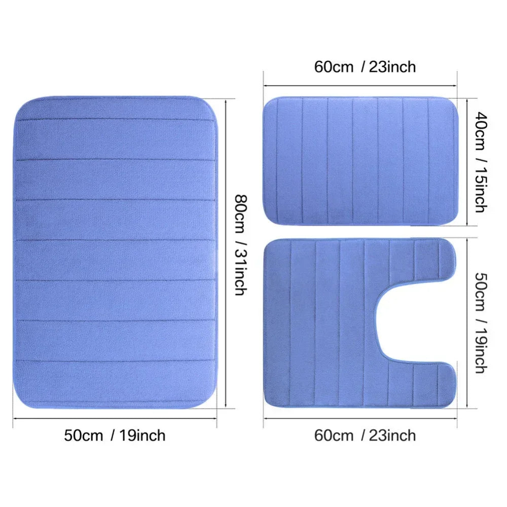 ensemble tapis bain chenille doux absorbant secage rapide motif rayures salle bain