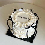 gâteau résine rose blanc motif floral rubans classique photo décoration anniversaire mẫu giả trưng