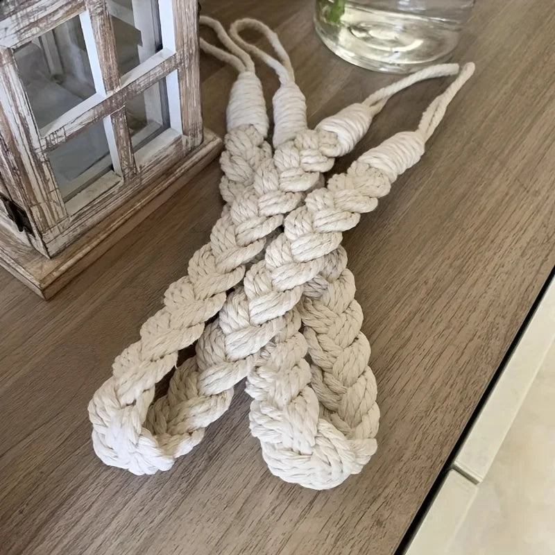 cordon tressé bohème beige rustique opalescent salon décoration 60cm longueur 3cm largeur