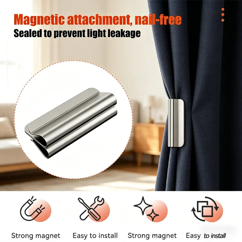 clips magnétiques rideaux argenté moderne fixations aimants puissants paires tissu pvc opaques lisses