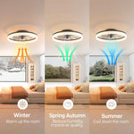 ventilateur led moderne noir blanc pales télécommande vitesses lumens 5000