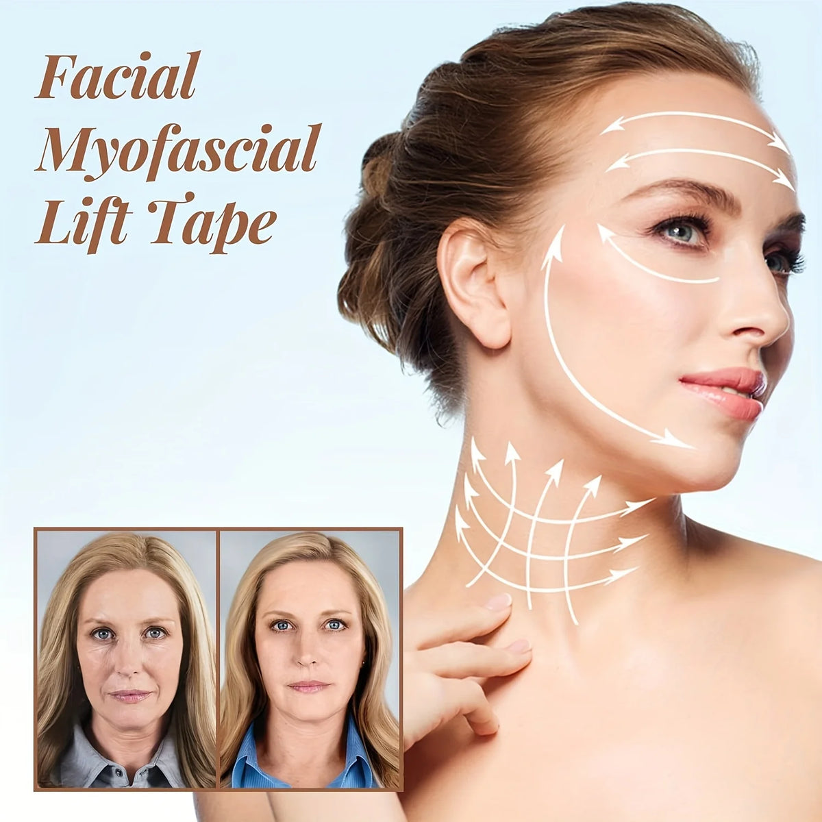 ruban facial myofascial adhésif beige tissu tissé moderne soins visage cou lips frontchin tool