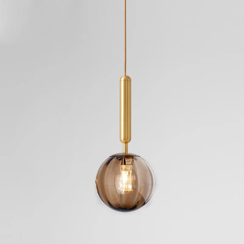 suspension lumineuse moderne transparente bleu rose gris câble fixe