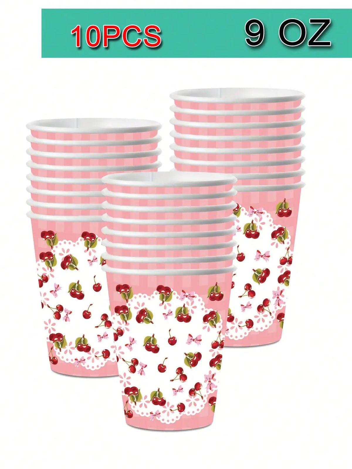 assiettes serviettes verres nappe fête anniversaire enfants école nouvelle année romantique vintage cerises fleurs