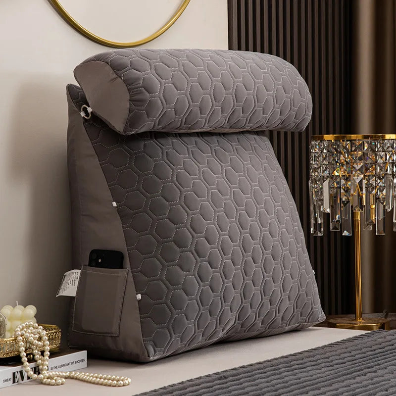 oreiller inclinable moderne hexagones bleu gris support lombaire breathable coton brodé amovible lavable adultère