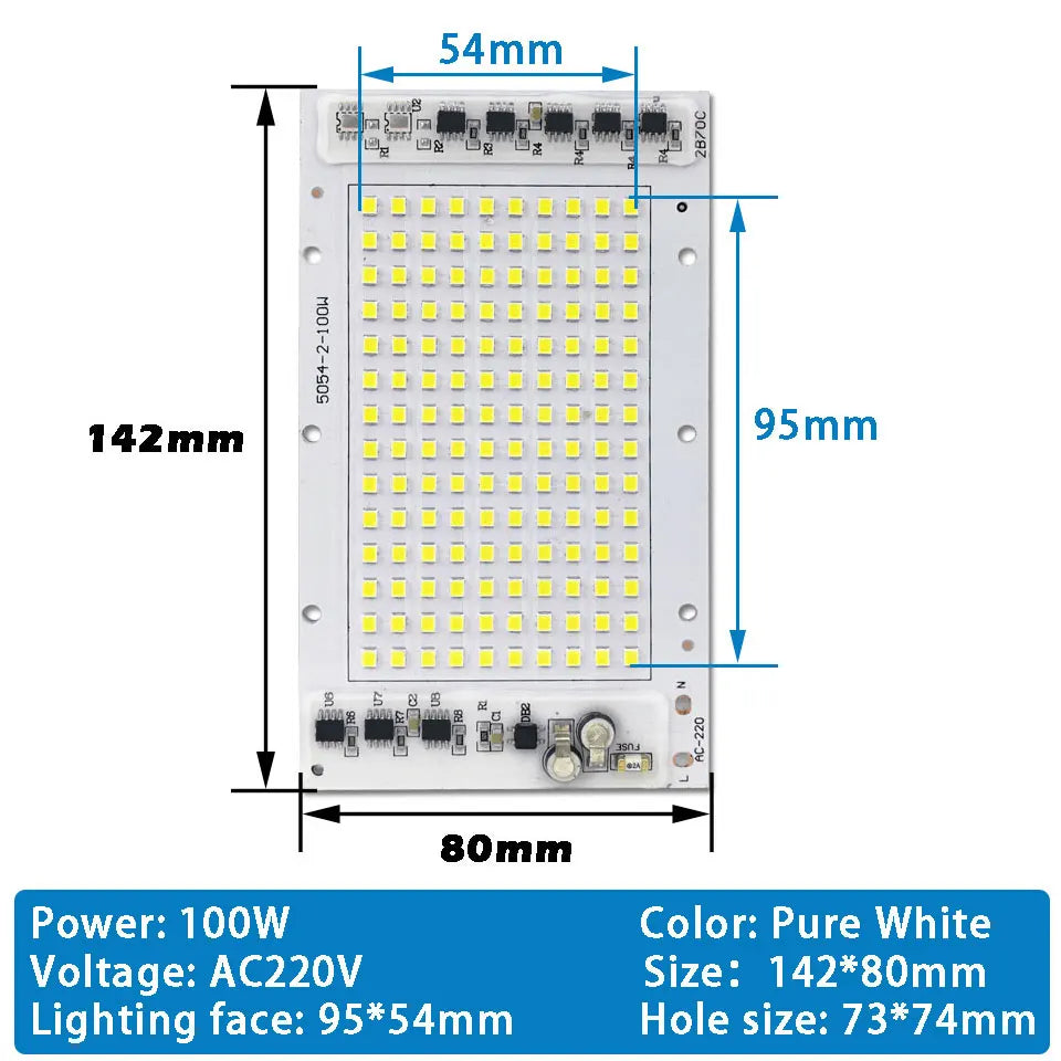 plaque led 100w blanc matrice diodes ic intelligent ac220v moderne technologique