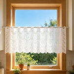 rideau blanc dentelle classique translucide ondulé 153x46cm cuisine décoration maison fenêtre