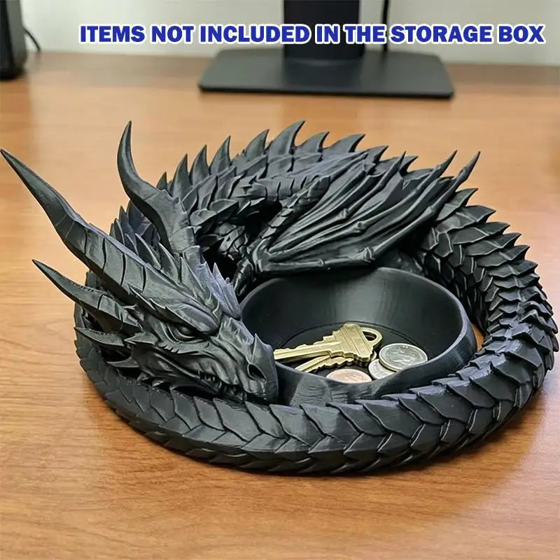 porte clés bijoux dragon blanc noir gris bleu fantastique sculptural support organisation