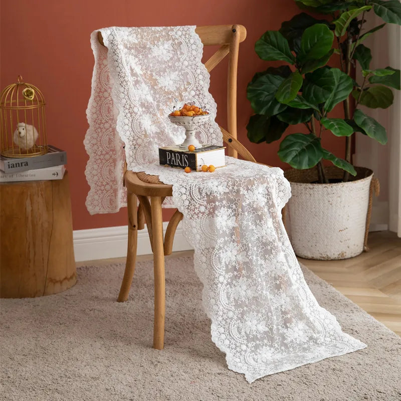 nappe dentelle florale transparente rustique thème noel halloween mariage anniversaire vintage blanc creme motifs