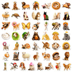 stickers multicolores animaux cartoon adhésifs variés fruits aliments usage quotidien 50 pièces papier