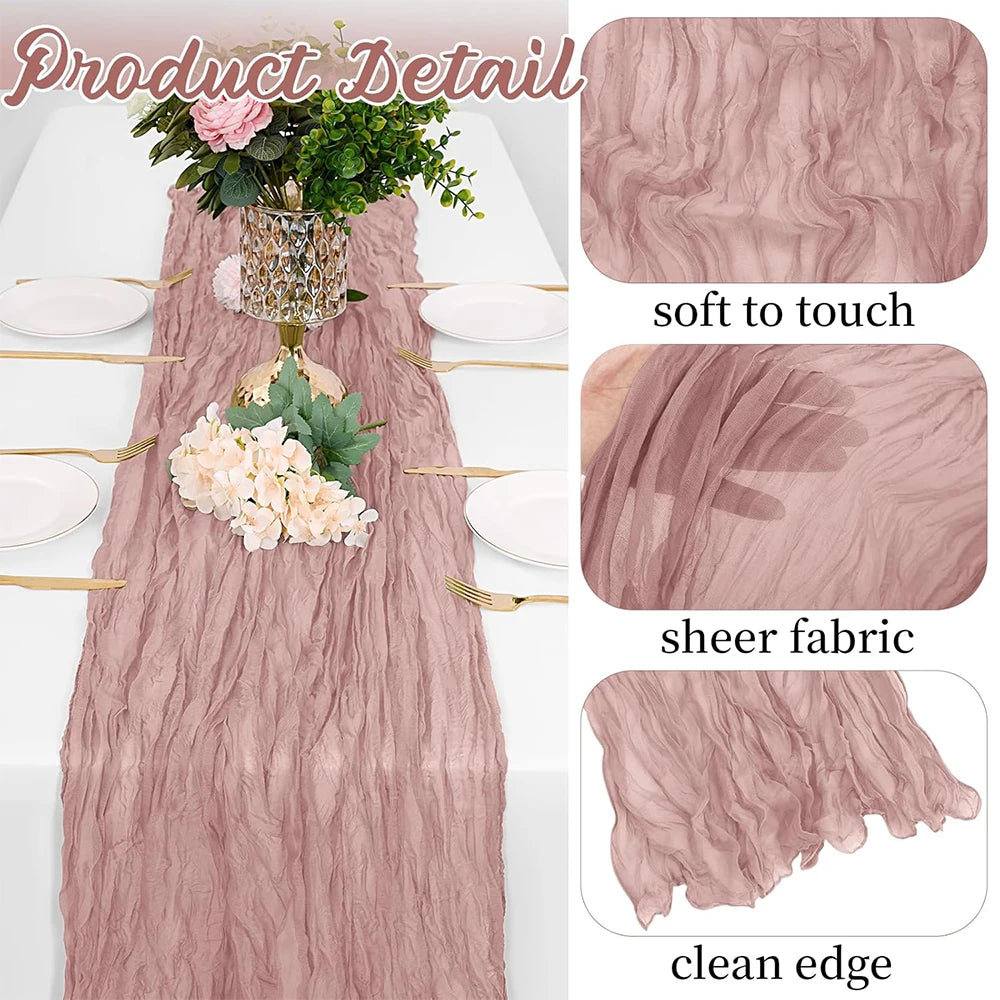 chemin table ruban texture froissée boho bleu rose noir vert décoratif mariage fête