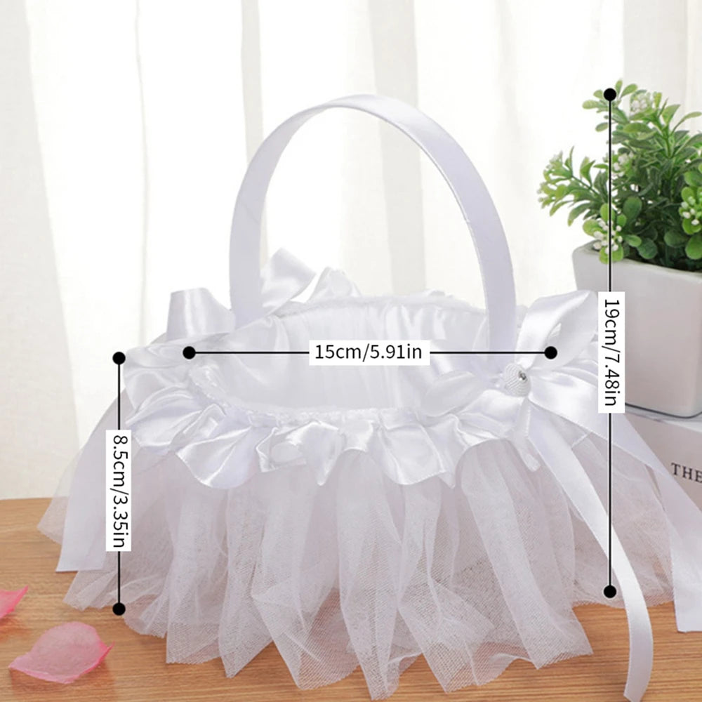 panier mariage blanc tulle plissé rubans satin strass nœuds élégant romantique festif