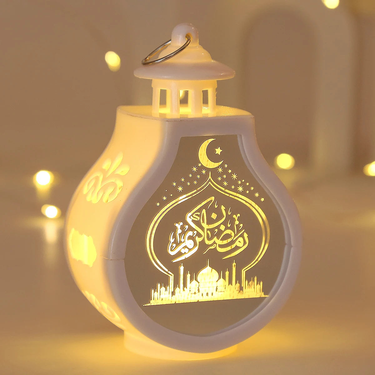 Lampe décorative islamique ornement lune étoile artisanale noire blanche İslam festivités