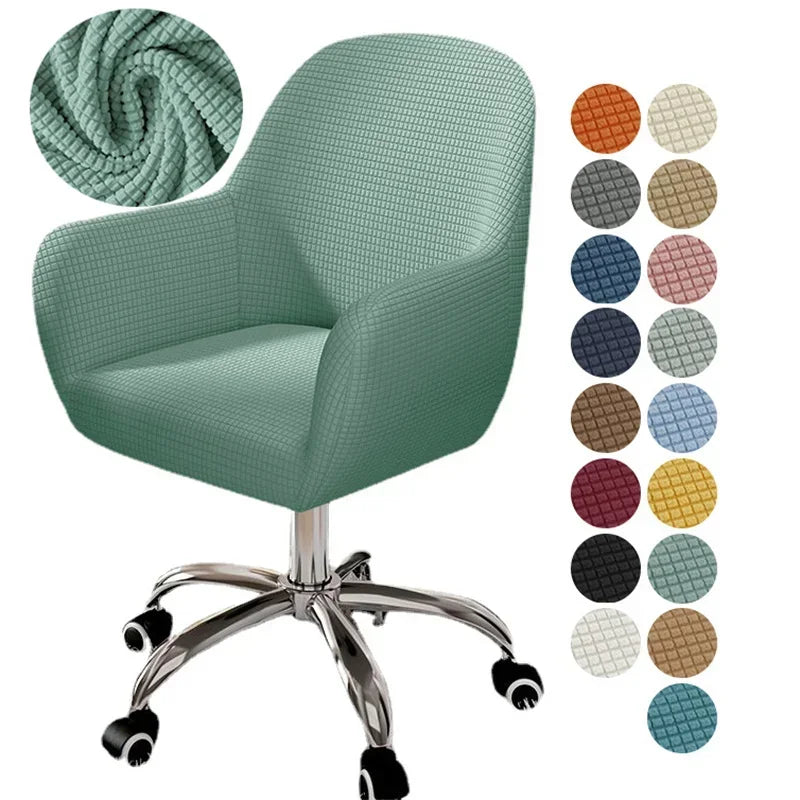 chaise moderne couverture tissu carreaux beige clair protection polyester elasthanne