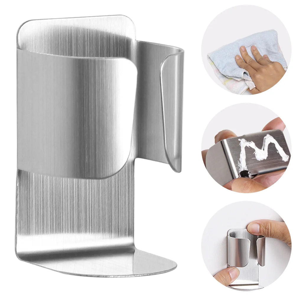 porte brosses dents argenté moderne rangement brosses électriques ligne horizontale salle bains étanche adhésif