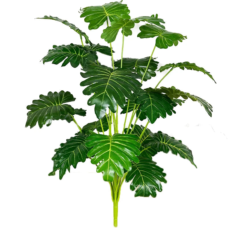 plantes artificielles feuilles vertes monstera palmes extérieures decoration moderne jardins maison tronc faux