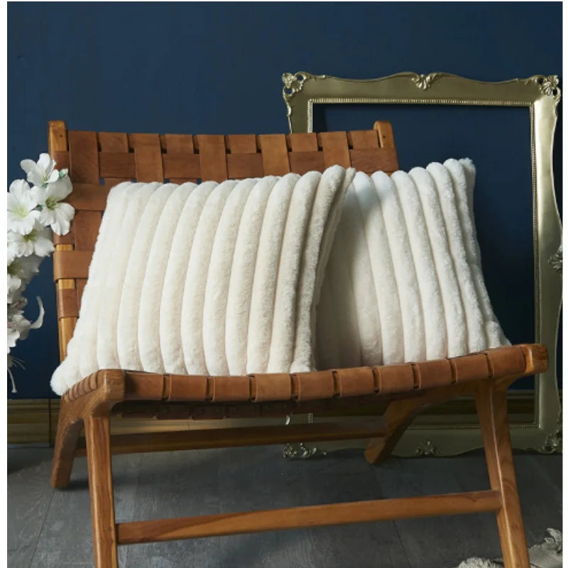 taie d'oreiller moderne rayée coussin plush blanc respectueux environnement simple hospitalière 45x45cm